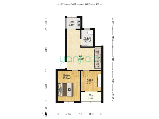 三茅宫北花苑 2室1厅1卫 56平方