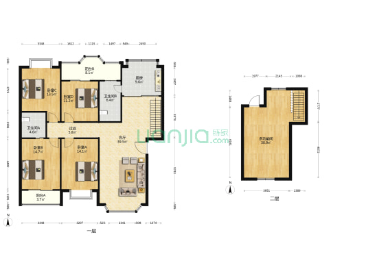 民族新院小区 5室1厅2卫 227平方