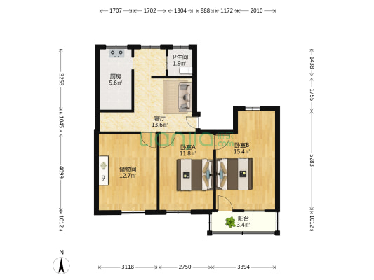 环城西一路139号 2室1厅1卫 81平方