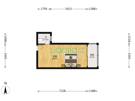 益康花园 1室0厅1卫 36平方