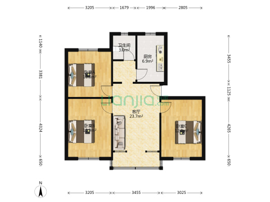 五星新村七区北区 3室1厅1卫 89平方