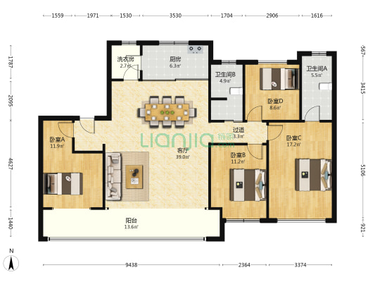 保利·臻誉 4室1厅2卫 168平方