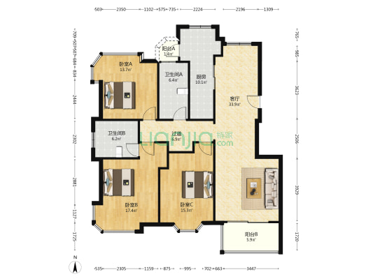 御都花苑 3室1厅2卫 140平方