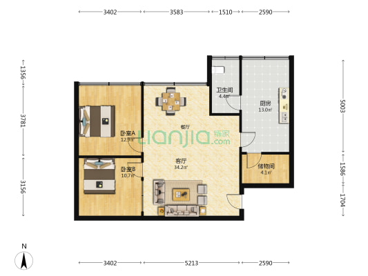 永乐路38号 2室1厅1卫 95平方