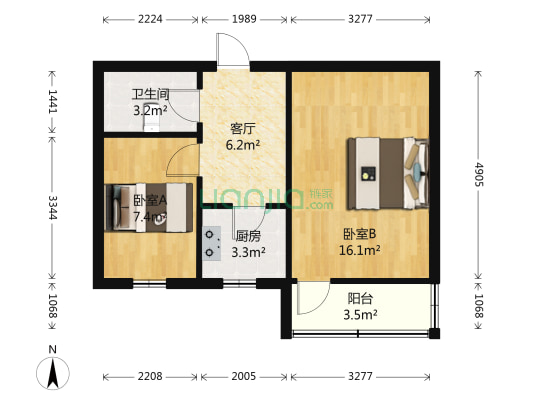 豆腐坊 2室1厅1卫 45平方