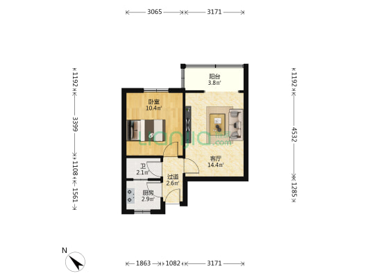 任家湾32号 1室1厅1卫 45平方