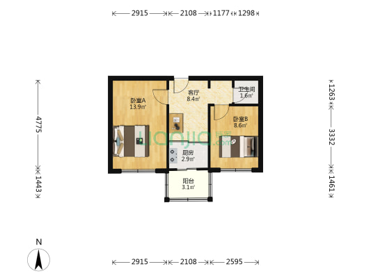 中环四栋 2室1厅1卫 52平方