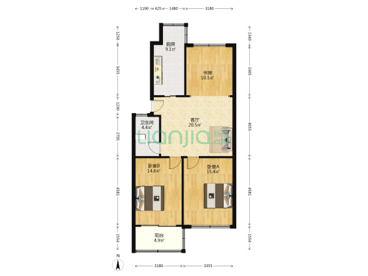 瑞希苑 3室1厅1卫 97平方