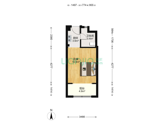 金亿文园 1室0厅1卫 35平方