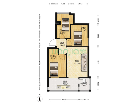 和平后村107号 3室1厅1卫 50平方