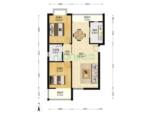 莲花湖小区二期 2室1厅1卫 89平方