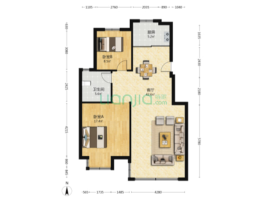 青葵雅苑 2室1厅1卫 103平方
