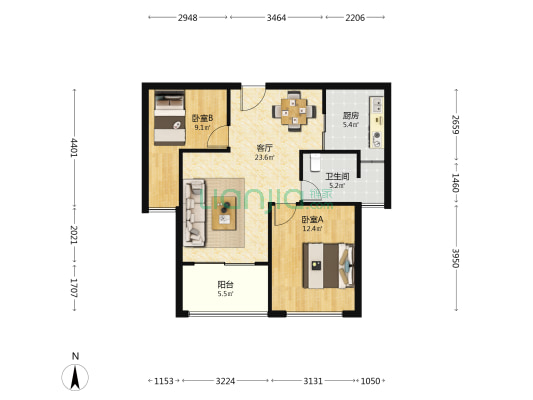 时代名邸一期 2室1厅1卫 81平方