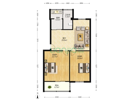 栖凤小区 2室1厅1卫 97平方