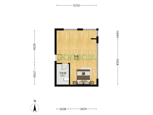 一涵·时光里 1室0厅1卫 51平方