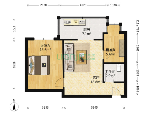 银龙公寓 2室1厅1卫 54平方