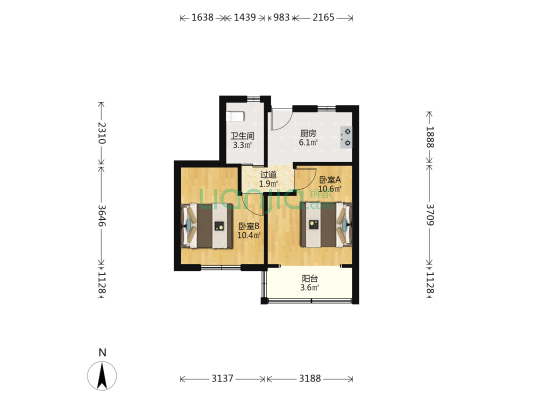 交大农学院家属楼 2室0厅1卫 45平方