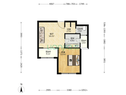 松南城华乐苑 1室1厅1卫 62平方