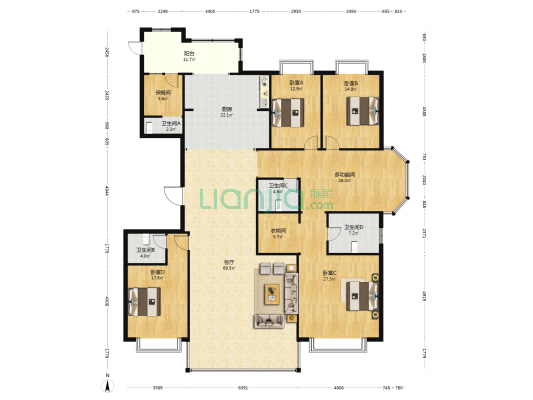 御景江山城 5室1厅4卫 300平方