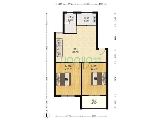 东方嘉园一村 2室1厅1卫 81平方