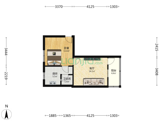 花溪新村 1室1厅1卫 45平方