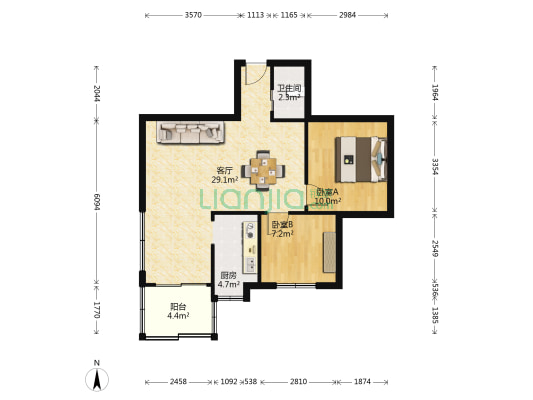 墨水湖小区 2室1厅1卫 68平方