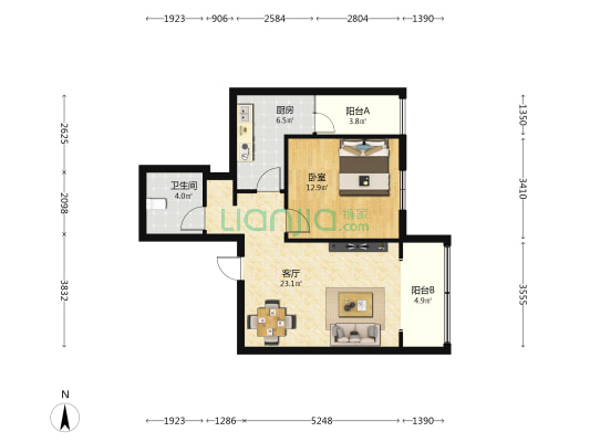 佳源公寓 1室1厅1卫 82平方