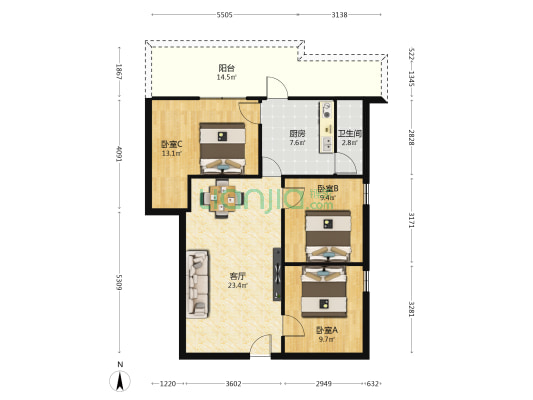 石龙中山中路二巷 3室1厅1卫 79平方