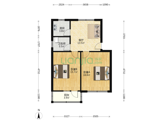 全功路200号 2室1厅1卫 70平方