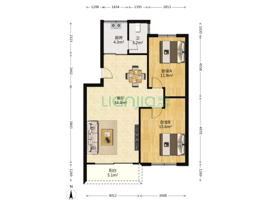 文塔路 2室1厅1卫 85平方