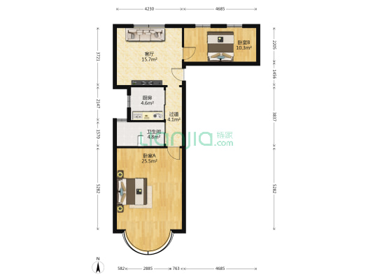 平和里 2室1厅1卫 82平方