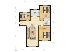 三居室下跃 南北通透 一层带花园 满二 视野好-涿州K2狮子城南区户型图