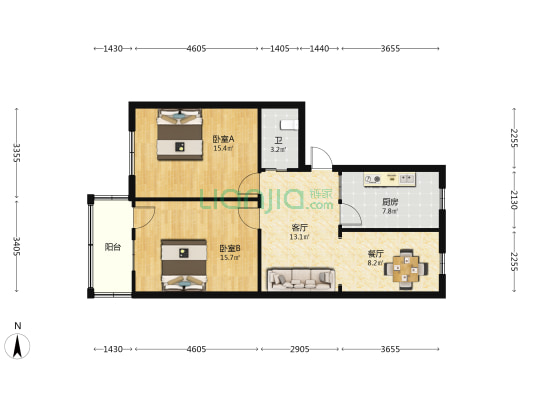 西环路 2室2厅1卫 84平方