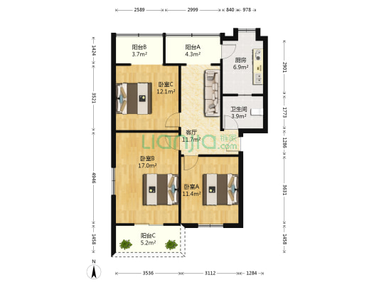 东风路二段20号 3室1厅1卫 78平方