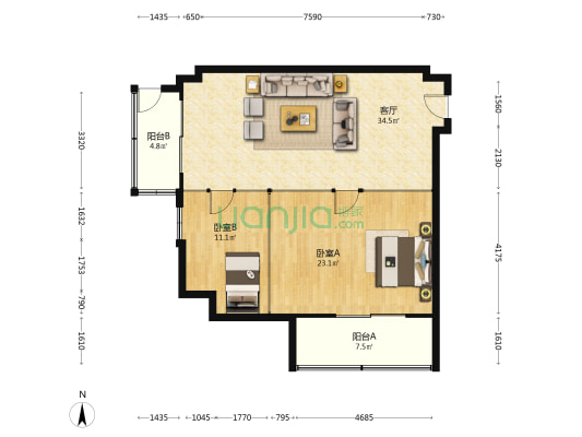 融通财金大厦 2室1厅0卫 119平方