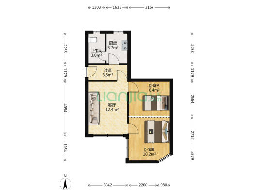 建安楼宿舍 2室1厅1卫 49平方