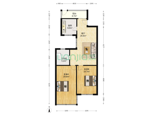 池沟路200弄 2室1厅1卫 85平方
