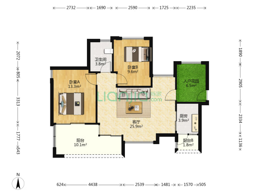 智烨山水豪庭 2室1厅1卫 80平方