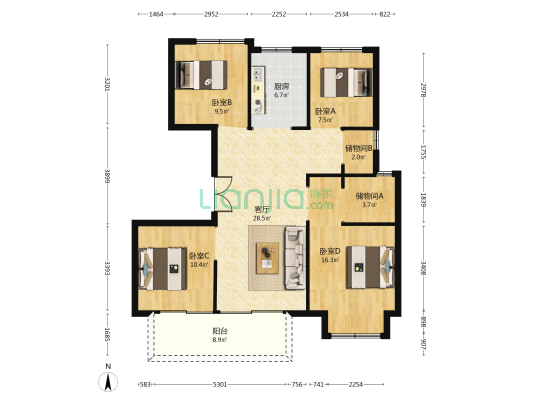 港龙美的未来映 4室1厅0卫 118平方