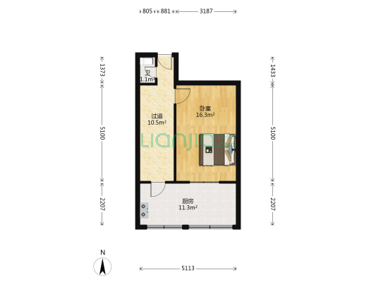 凌云里 1室0厅1卫 34平方