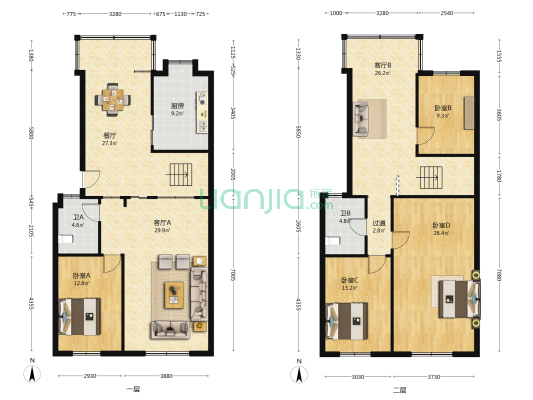 西苑小区 4室3厅2卫 204平方