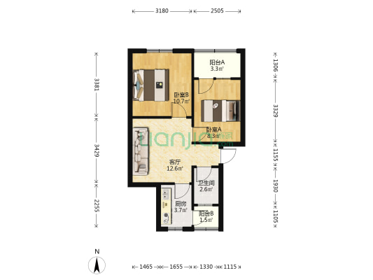 北货场铁路家属院 2室1厅1卫 55平方