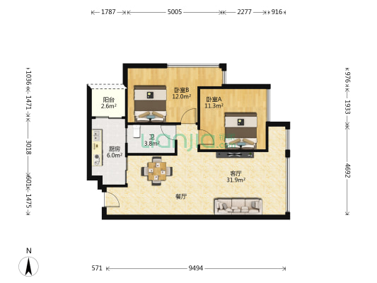 未来方舟G10组团 2室1厅1卫 83平方