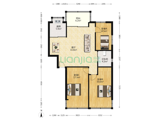 马鞍池东路21号 3室1厅1卫 106平方