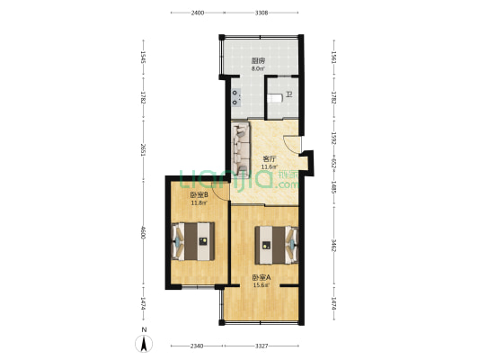 长拖职工宿舍 2室1厅1卫 60平方