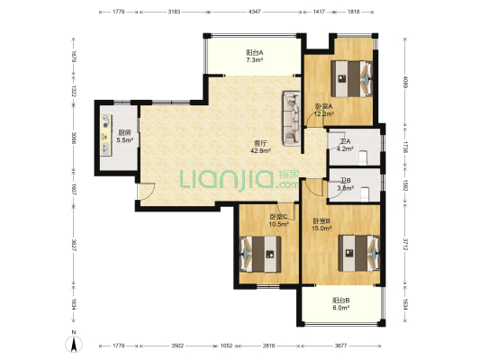 北辰三角洲C3 3室1厅2卫 141平方