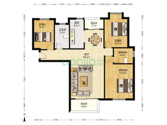 兰馨园 2室1厅1卫 122平方