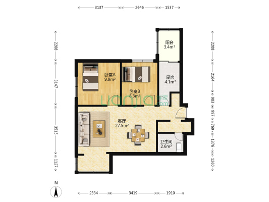 兰州市邮政局家属院（嘉峪关南路东区） 2室1厅1卫 78平方