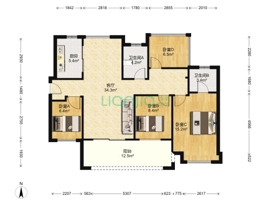 中骏雍景湾北区 4室1厅2卫 116平方