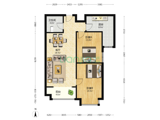 建投·祥澐府 2室1厅1卫 99平方